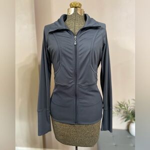 Adrienne Vittadini Gray Full Zip Athletic Jacket Pockets Athleisure Workout Gym